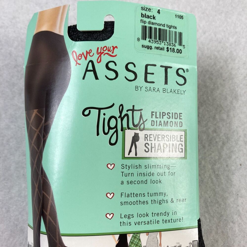 SPANX Assets Sara‎ Blakely Reversible Shaping Tights Women's 4 Flipside Diamond - Picture 2 of 6